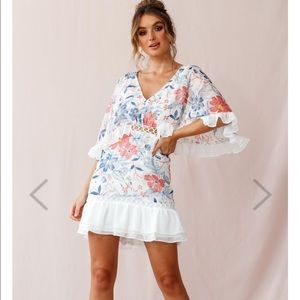 Selfie Leslie Caspar Batwing Floral Dress White